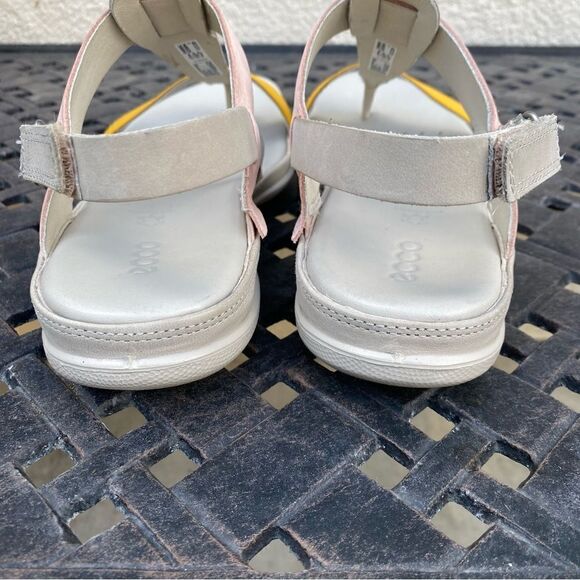 ECCO Cream, Yellow & Pink Flash Toe-Post Sandal. Size 8-8.5 (39) New With Tags! - Picture 12 of 13